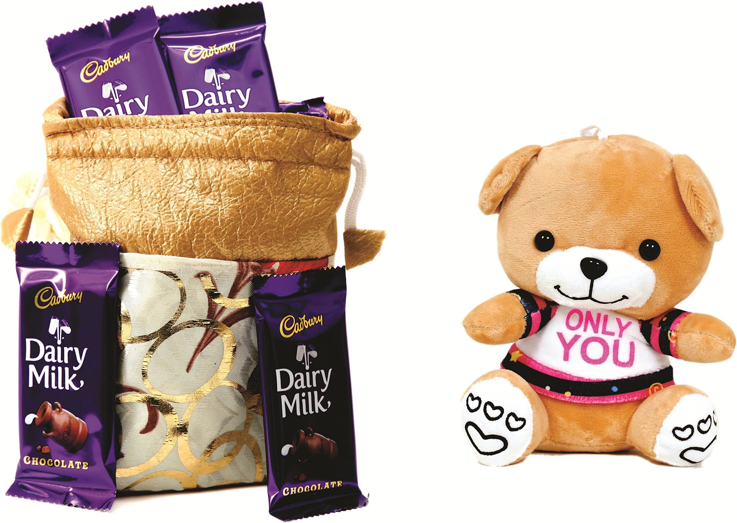 Cadbury Dairy Milk & Skylofts Chocolates Gift Pouch ( 15 pcs) with Only You are Special Teddy Bear _ Birthday Valentine…