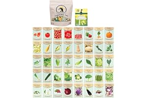 FREEDOM FARMS Set of 40 Assorted Vegetable Packets with Beginners Growing Guide & Mylar Storage Bag | Non-GMO | Heirloom