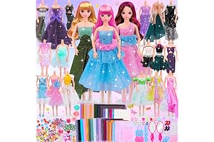 MINIFUN Fashion Designer Kit for Girls, Sewing Kit with 3 Dolls 3 Mannequins, Doll Clothes and Accessories Making Kit, DIY Arts and Crafts Kit for Kids, Toy Gift for 6 7 8 9 10 11 12 Year Old Girls Kids