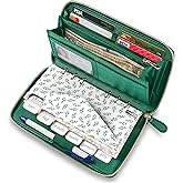 Cash Envelope Wallet Emerald Green All in One Budget System with 12 Cash Stuffing Money Envelopes, 12 Monthly Budget Cards, Yearly Budget Planner sheet Complete Money Organizer Set RFID Blocking