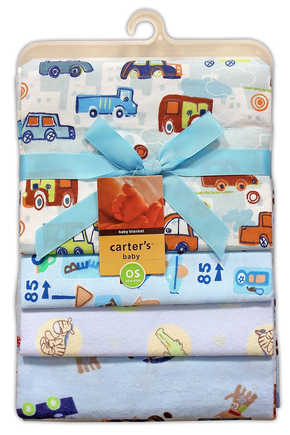 Carter's 4 Receiving Blankets (Blue Car Print) Amazon.in Baby