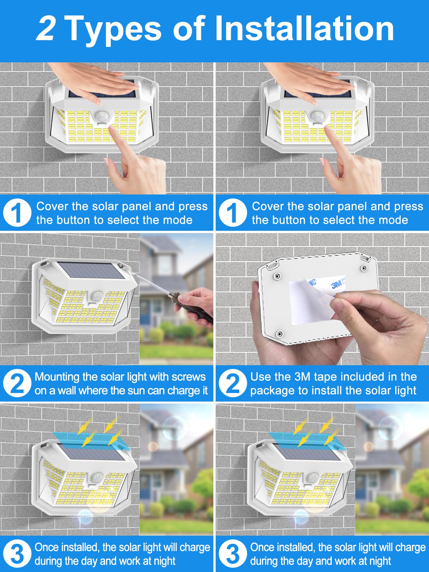LANSOW Solar Motion Lights Outdoor 6 Pack, 188 LED/3 Modes, Motion Sensor Outdoor Lights, IP65 Waterproof 270° Lighting, Solar Powered Security Flood for Outside Yard Garden Wall(White)