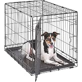 Midwest 30-Inch Single Door iCrate, for Medium Breeds, 21-40 lbs | Folding Dog Crate with Divider Panel, Leak-Proof Tray &amp; Secure Latch, Portable, Durable &amp; Easy to Assemble
