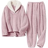 BOSECETA Fluffy Pajamas for Women Set Soft Comfy Fleece Pjs Pullover Pants Loose Plush 2 Piece Sleepwear Fuzzy for Winter