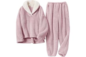 BOSECETA Fluffy Pajamas for Women Set Soft Comfy Fleece Pjs Pullover Pants Loose Plush 2 Piece Sleepwear Fuzzy for Winter