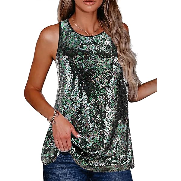 Zeagoo Women's Sequined Shining Camisole Club Party Sparkle Cami