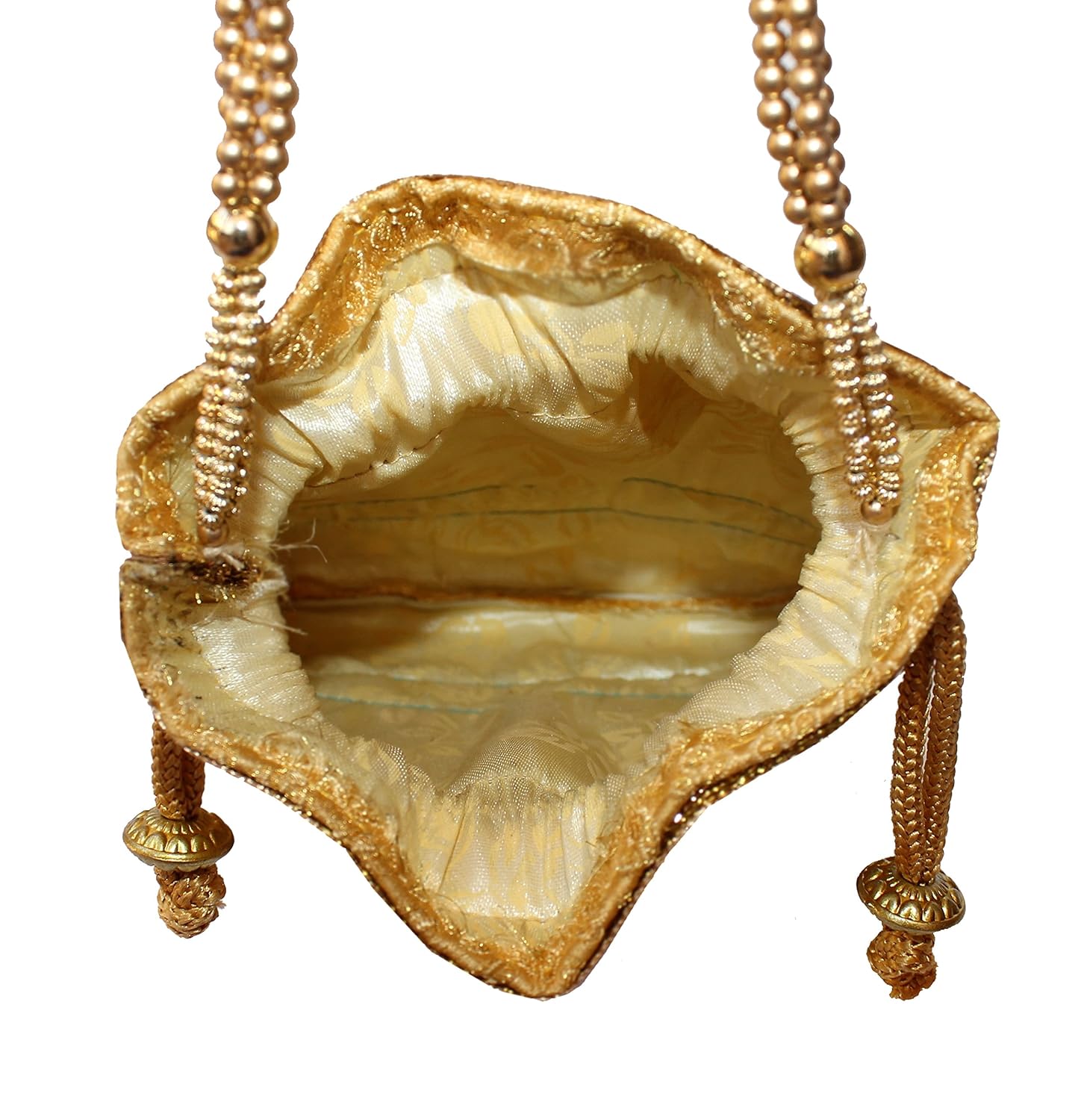 milan's creation women's rich brocade potli with golden lace