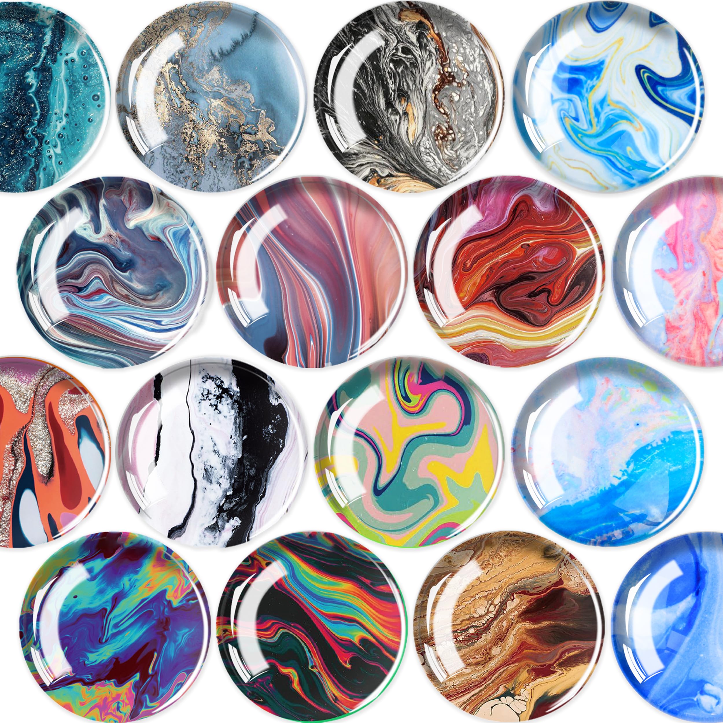 JJ PRIME - 16 Pcs Fridge Magnets | Round Fridge Magnet | Mini Fridge Accessories | Craft Magnets | Small Magnets for Whiteboard, Office. Kitchen and School (Marbles Design A) — image 1
