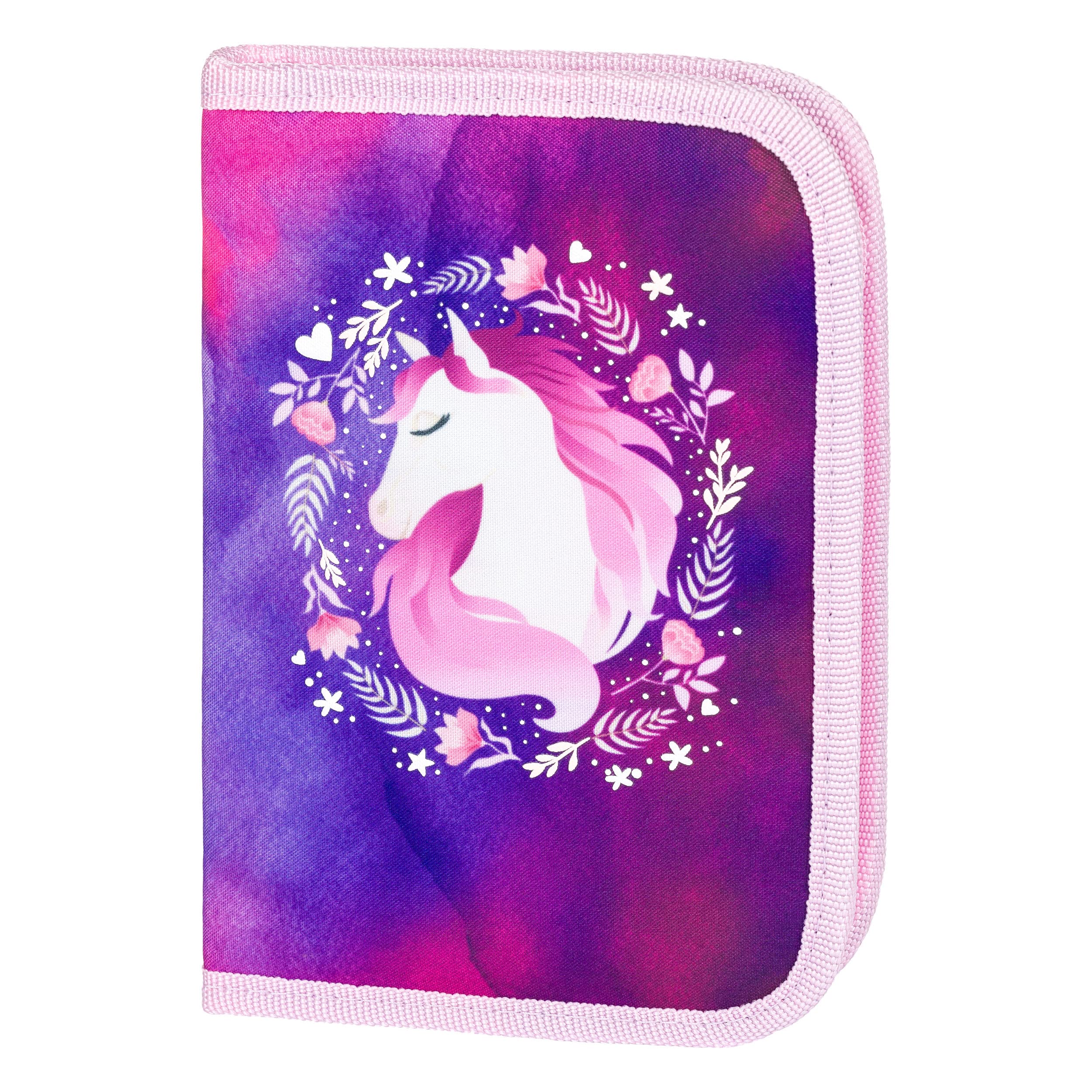 Baagl Horse Pencil Case for Boys and Girls - Spacious, Durable, Fashionable School Stationery Case with Zipper - 20.5 x 13.5 x 4 cm