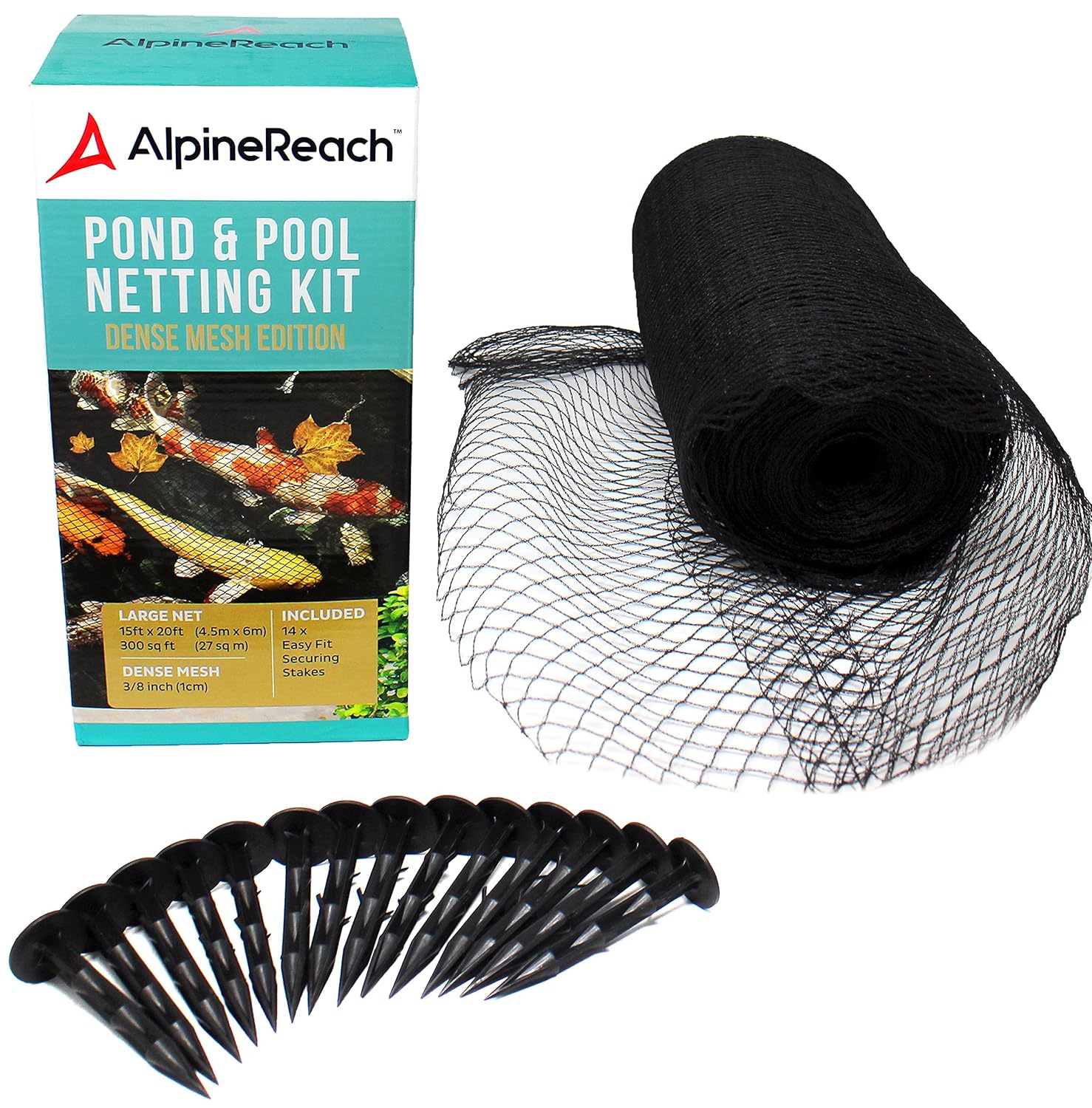 AlpineReach Koi Pond Netting Kit 4.5 x 6m Dense Fine Mesh Heavy Duty