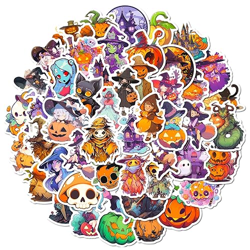 50PCS Non Repeating Children's Cartoon Pumpkin Themed Stickers,Halloween Party Favor Holiday Party Stickers Halloween Sticker for Kids, Decorative Fun Pack