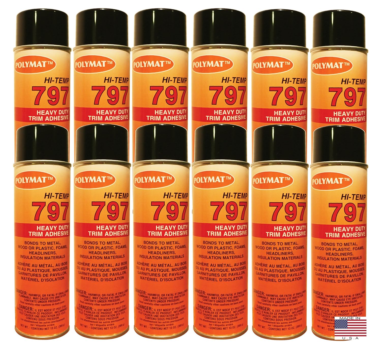 Polymat QTY12 797 20oz HiTemp Spray Glue Adhesive Bonds