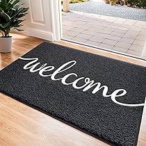 LIVE WAN メモリーマット Sサイズ CozyBounty Black Door Mat Welcome Mats Outdoor Indoor Non-Slip