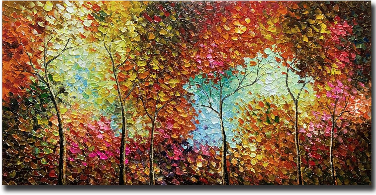 Paintings - Tiancheng Art,24x48Inch Wall Art Abstract Painting Framed Canvas Wall Art Hand Painted Oil Painting for Wall Decor Home Decor