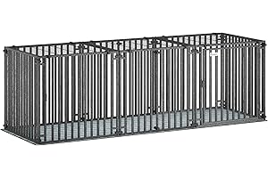 PawHut 83 Inch Heavy Duty Dog Crate, Extra Large Metal Dog Cage Kennel with Mat for Small Medium Large Breeds, Modular Puppy 
