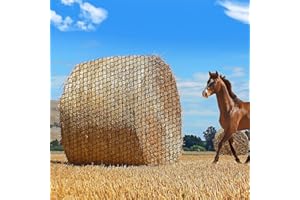 LeadGoods 5x5ft Round Bale Hay Net for Horses, Large Thick & Durable Nylon Knotless Slow Feeder Hay Nets for Horses and Goats Healthier Feeding Solution