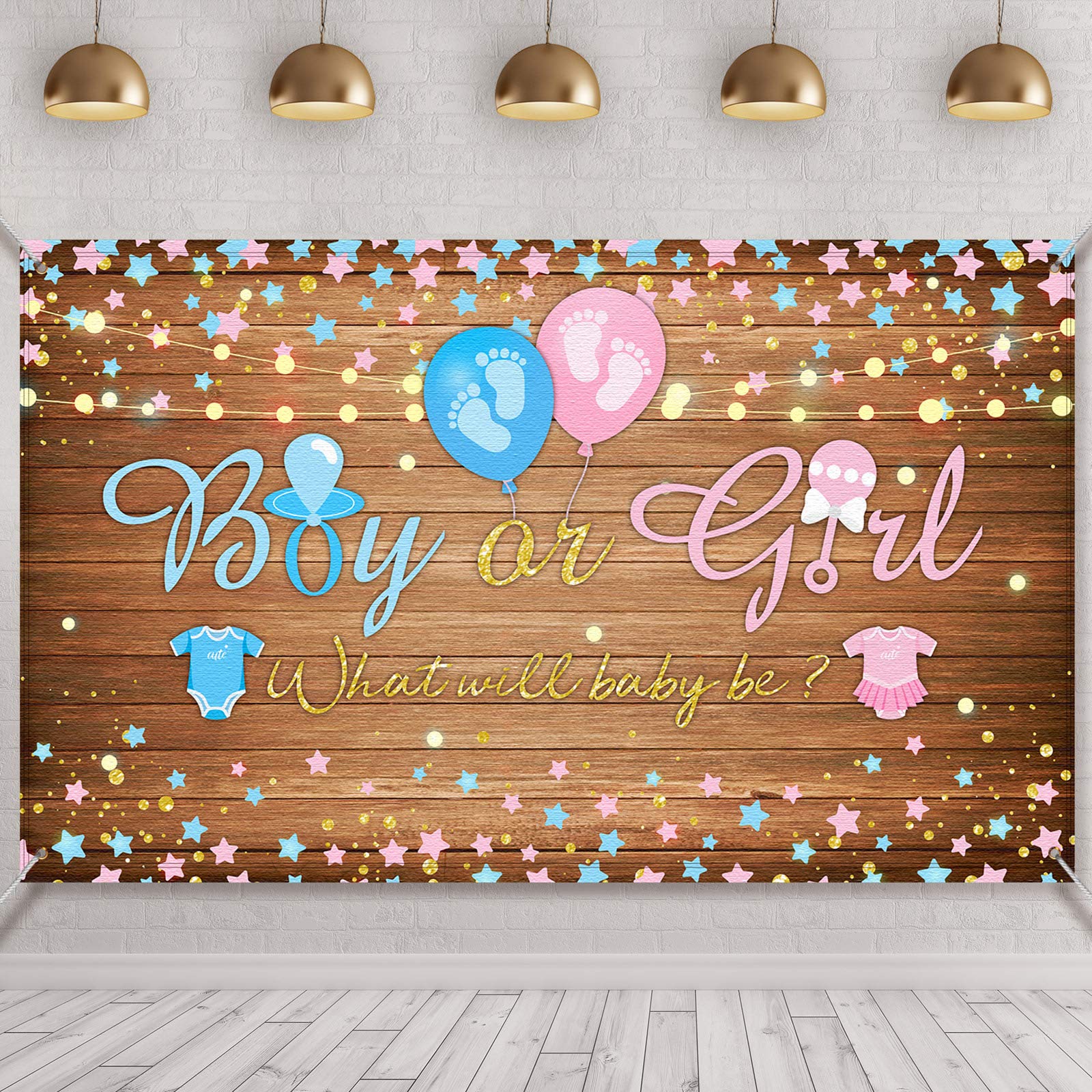 Tatuo 70.8 x 43.3 Inch Gender ​reveal Backdrop Boy or Girl Baby Gender Party Decorations Supplies Pink Blue What Will Baby Be Banner Baby Shower Photography Background Photo Booth