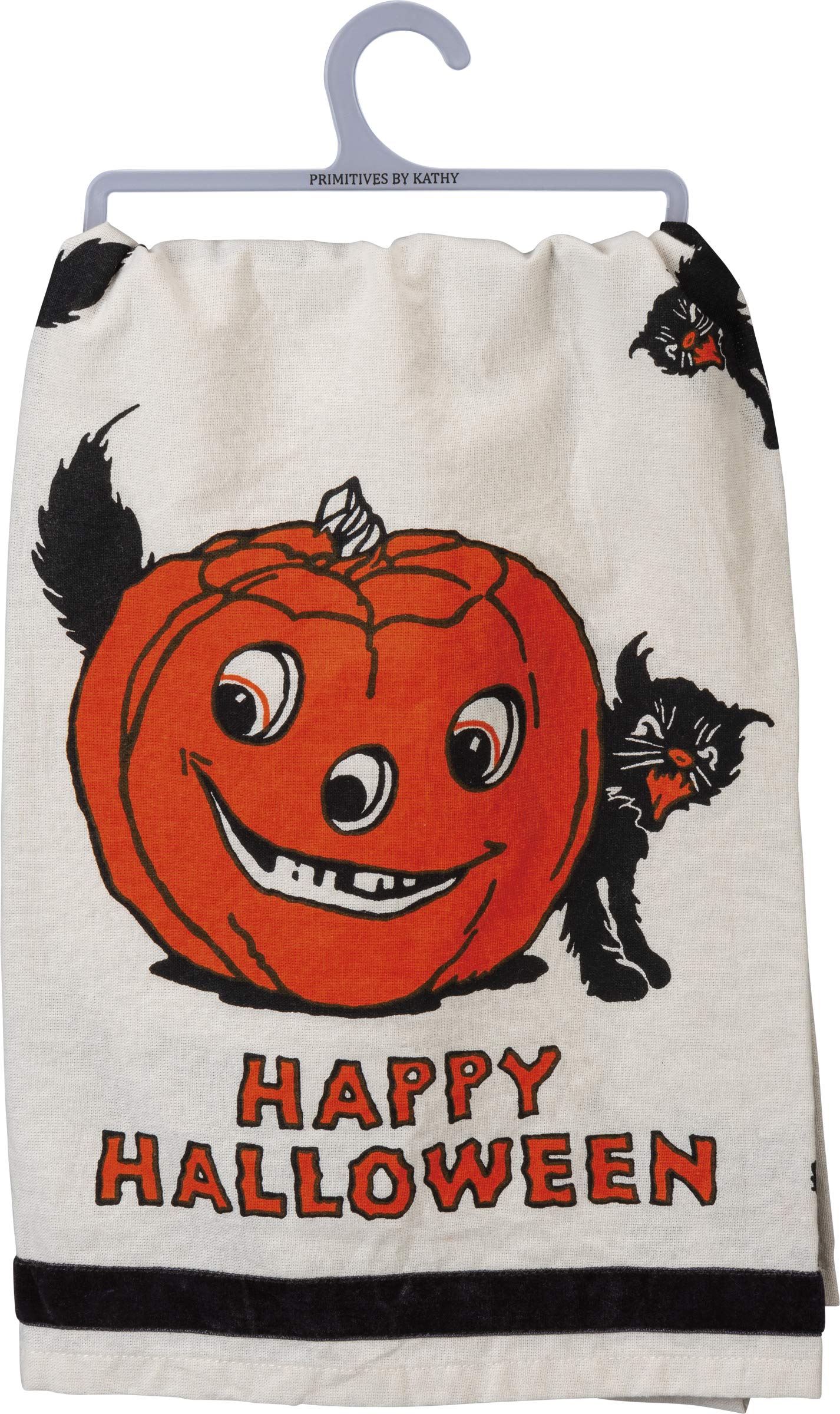 Primitives by Kathy Dish Towel, Cotton, Velvet, Happy Halloween, 28 x 28-Inch