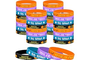 Lesnala 48 Pcs Halloween Silicone Wristband 4 Classic Styles for Kid Holiday Gifts Party Favor and Goodie Bag Fillers Supply