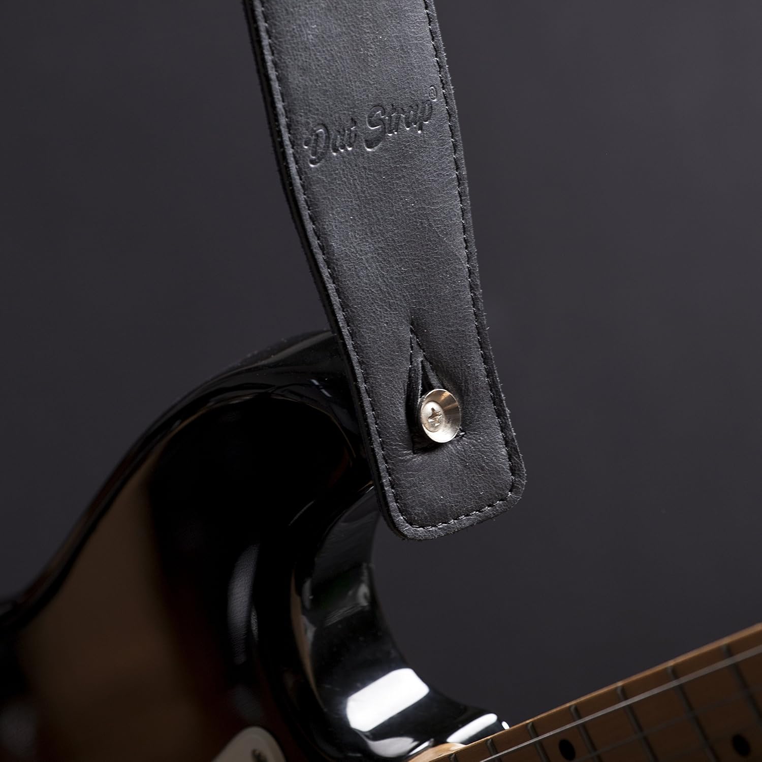 Dat Strap Black Leather Guitar Strap 100% Handmade Adjustable Real Leather, Extra Long - Image 5