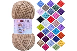 Lukche Velvet Chenille Yarn Super Bulky Soft Yarn - 100g (75.4 yds) - Baby Blanket Yarn for Knitting Amigurumi Fancy Yarn for Crochet Weaving Crafts - Will Not Break or Splinter (Camel)