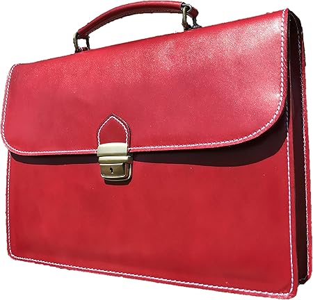 Red leather briefcase Clearance