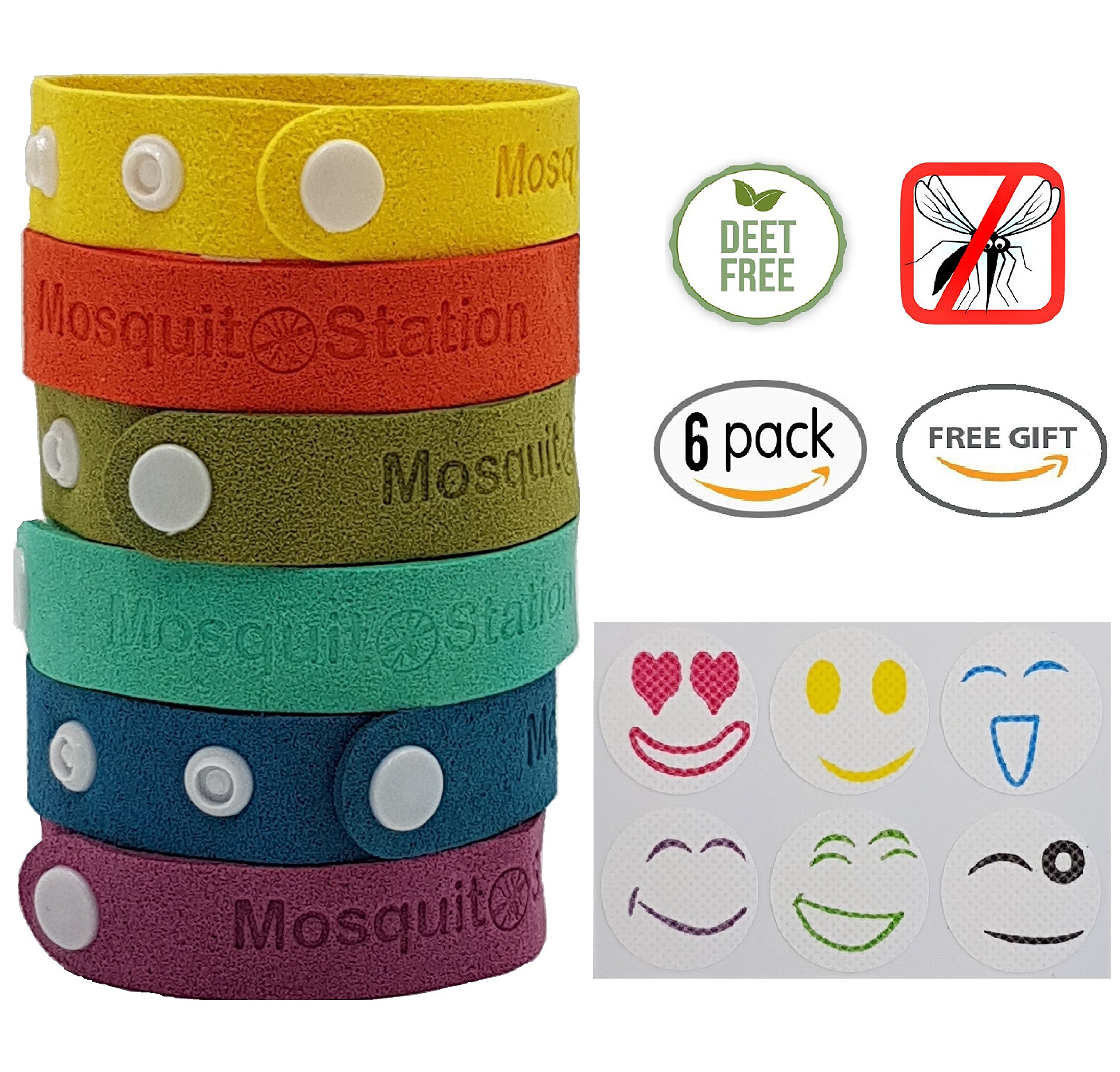Natural Mosquito Repellent Bracelets + 6 Colorful Repellent Patches