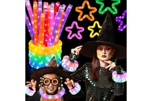 UrChoice Halloween Decorations Glow Sticks LED Pop Tubes for Kids-16 PCS Glow Necklaces Bracelets Neon Accessories, Glowsticks Party Favors for Boys Girls,Fun Camping Birthday Wedding Supplies