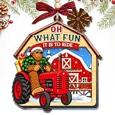 HEXMOZ Tractor Ornaments for Christmas Tree 2026 - Farm Christmas Ornament | 2 Layered Wood Acrylic Red Tractor Ornament - Tractor Gifts for Men - Gifts For Farmers - Funny Big Foot Sasquatch Gift Ideas