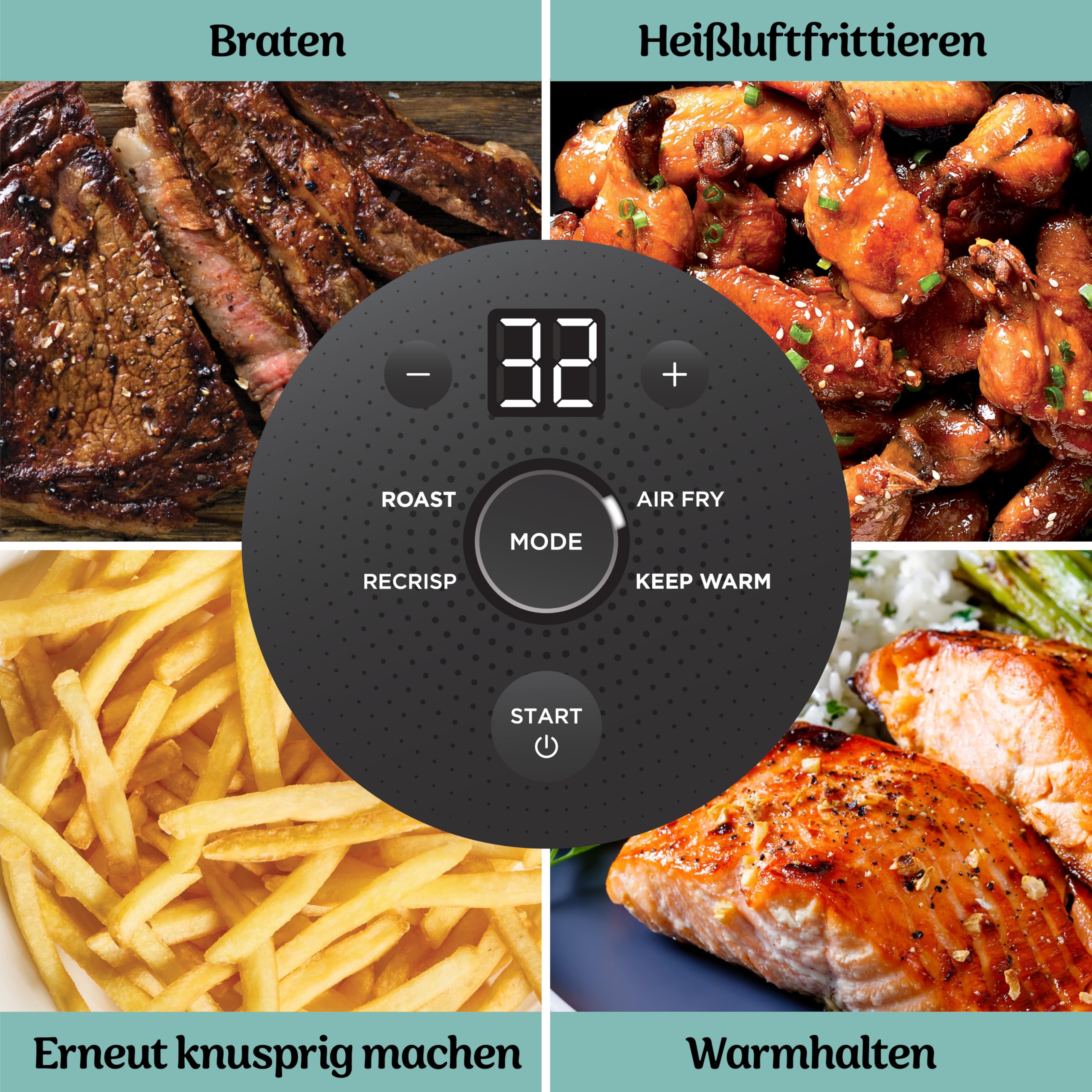 Ninja CRISPi Tragbare Air Fryer Heißluftfritteuse, 3,8 l, 4-in-1: Heißluftfrittieren, Braten, Warmhalten, Recrisp, Kompakt, 6 Portionen, 2 Herausnehmbare Glasbehälter & Deckel, 1700W, Grau FN101EUGY 9