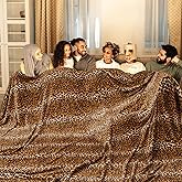 Bnuitland Leopard Print Flannel Blanket, Large Size 108x90 Inches with Storage Pouch for Bed Couch Travel, 300 GSM Double Sided Cheetah Print Super Soft Fuzzy Fluffy Fleece Blanket for Adults