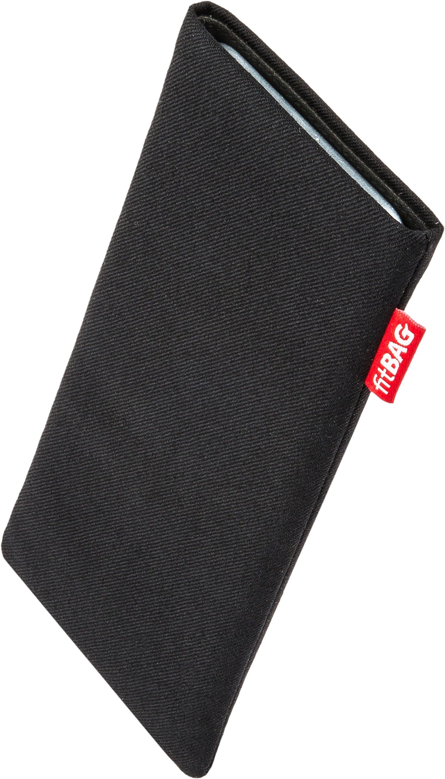 fitBAG Rave Black custom tailored sleeve for Blackberry Key One/KeyOne | Made in Germany | Fine suit fabric pouch case cover with MicroFibre lining for display cleaning