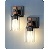 EDISHINE Wall Sconces Set of 2, Farmhouse Vanity Lights Fixtures for Bathroom, 1-Light Faux Wood Rustic Bath Wall Mount Lamp 