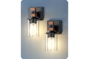 EDISHINE Wall Sconces Set of 2, Farmhouse Vanity Lights Fixtures for Bathroom, 1-Light Faux Wood Rustic Bath Wall Mount Lamp 
