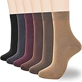ATBITER Women's Thin Cotton Crew Socks - Soft Above Ankle Bootie Casual Dress Socks 6-Pairs