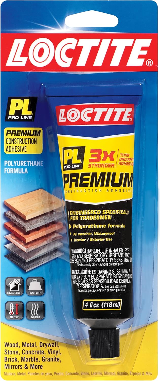 Loctite PL Premium Polyurethane Construction Adhesive, 4 Ounce Squeeze Tube, 6-Pack (1451588-6)