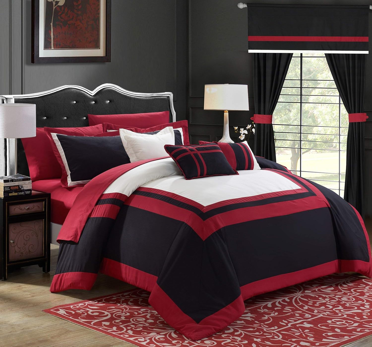 Amazon Com Chic Home Ritz 20 Piece Comforter Set Color Block Bed