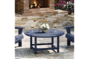 WestinTrends Malibu Low Outdoor HDPE Round Patio Coffee Table, Navy Blue