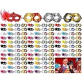 Sratte Mardi Gras Couple Masquerade Mask with Feather Flower Unisex Half Face Venetian Mask for Carnival Parade Valentine