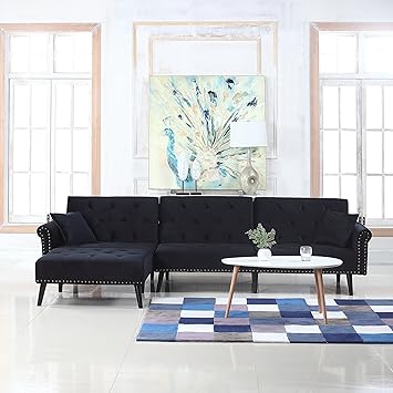 Amazon Com Divano Roma Furniture Exp130 Vv Blk Middle Century