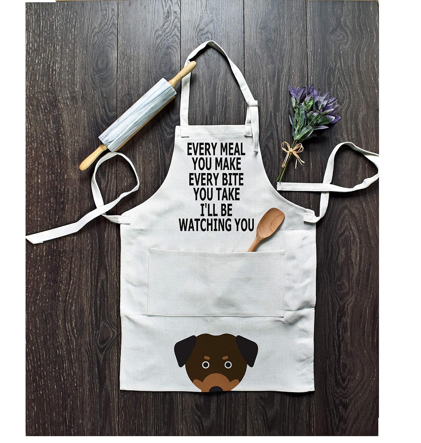 Funny Dog Apron with Pocket for Men and Women Cooking Baking Grilling