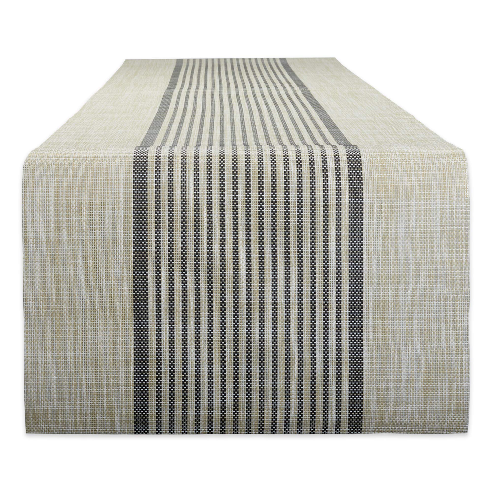 DII Tabletop Collection, 70% PVC 30% Polyester, Black Middle Stripe, Table Runner