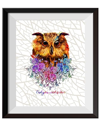 Uhomate The Owl Decor Cute Owl Wall Art Owl Painting Home Canvas Prints Wall Art Anniversary Gifts Baby Gift Inspirational Quotes Wall Decor Living