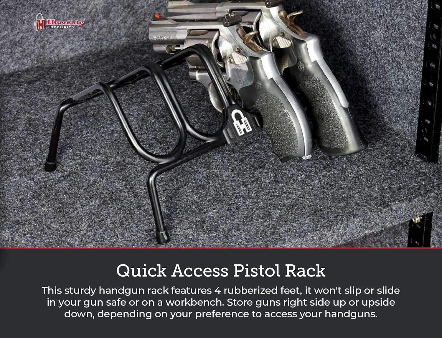 Hornady Pistol Rack for Gun Safe, Holds 4 Handguns – Gun Stand for Handgun Storage and Organization, for Pistols and Revolvers – Scratch-Resistant with Non-Slip Feet – Maximize Gun Safe Space: Industrial & Scientific