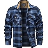 MAGCOMSEN Men's Flannel Shirts Long Sleeve Plaid Shirt Button Up Casual Shirts Lightweight Shirt Jacket with 2 Pockets