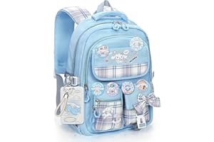 Ensccant Backpack for Girls Anime Schoolbag Cartoon Backpack Laptop Bookbags