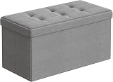 SONGMICS MAZIE Collection Storage Ottoman Bench 76 cm Light Grey
