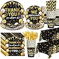 Funnymoom 452 Pcs We Appreciate You Party Decorations Include Thank You Paper Plates Napkins Cups Tablecloth Cutlery Straws Employee Appreciation Party Supplies for Staff Teacher Doctor Graduation