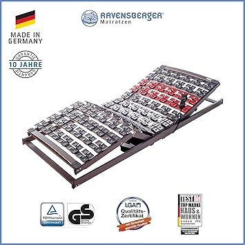 Ravensberger Matratzen Lattenrost Variflex | Stabiler 5-Zonen-Systemtellerrahmen | Elektrisch | 90x200 cm