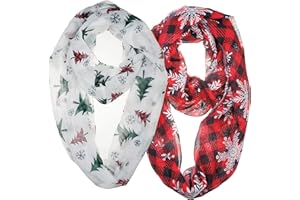 VIVIAN & VINCENT 2 Pack of Soft Light Weight Elegant Sheer Infinity Scarf (Gift Idea)